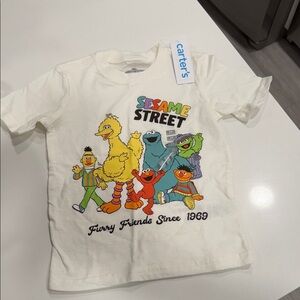Carter's White Sesame Street Graphic Tee with Multicolor Characters